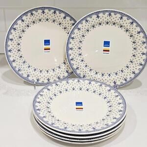 Corona Blue White Dinner Plates Set of 6 10.7” Made in Colombia New